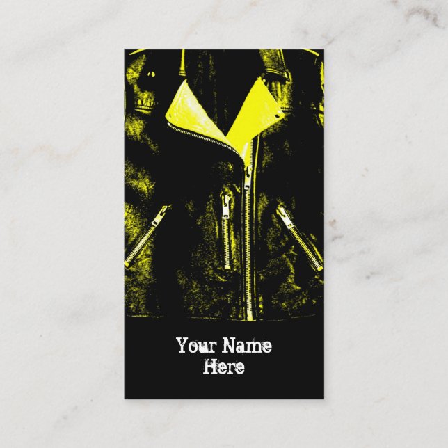 Visita Chaqueta de cuero Retrato negro de tarjeta de visi (Anverso)