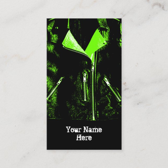 Visita Chaqueta de cuero Retrato negro de tarjeta de visi (Anverso)