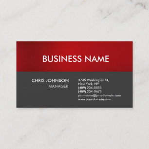 Visita Chic Red Gray Plain Tarjeta de Negocios Moderna