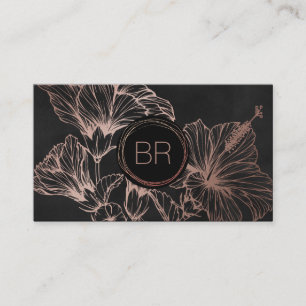 Visita Chic Rosa Dorado Floral   Tarjeta de Presentación 