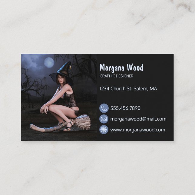 Visita Chica Pinup de Halloween en tarjeta de presentació (Reverso)