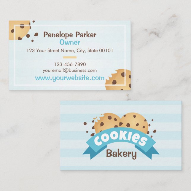 Visita Chocolate Chip Cookies Bakery Tarjeta de presentac (Anverso / Reverso)