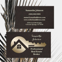 Chocolate Linen Gold Key Real Estate Tarjeta de Ne