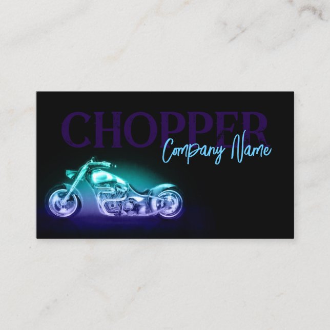 Visita Chopper Bike Neon Light Tarjeta de Negocio Sencill (Anverso)