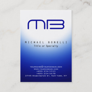 Visita Chubby Monogram Blue White Clean Tarjeta de presen