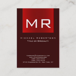 Visita Chubby Monogram Brown Red Clean Tarjeta de present