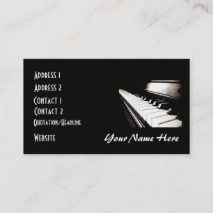 Visita Claves de piano Tarjeta de presentación en blanco 