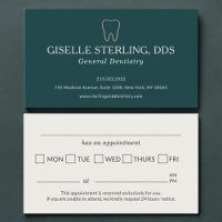 Clínica Dental Tarjeta de Cita Oficina Verde Turqu