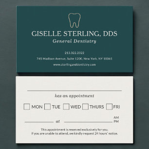 Visita Clínica Dental Tarjeta de Cita Oficina Verde Turqu