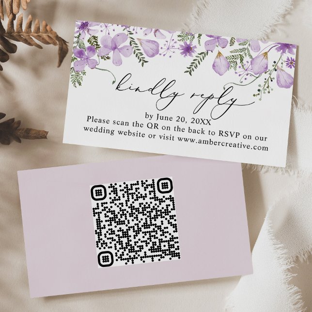 Visita Código QR Boda Lavender Tarjeta de gabinete RSVP (Subido por el creador)