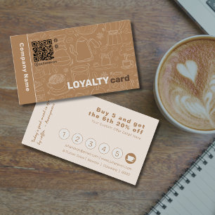 Visita Código Qr Cute Tarjeta de regalía de café