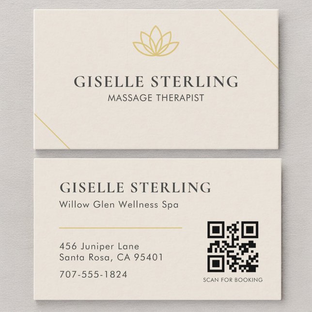 Visita Código QR de Tarjeta de Terapeuta de Masaje Beige  (Subido por el creador)