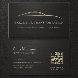 Visita Código QR de Tarjeta de Transporte Metálico Negro 