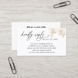Visita Código QR floral dorado vintage Tarjeta de respues