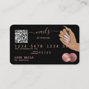 Visita Código QR Nails Technician Tarjeta de Crédito Rosa