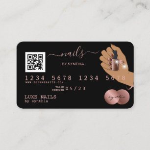 Visita Código QR Nails Technician Tarjeta de Crédito Rosa