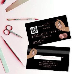 Visita Código QR Nails Technician Tarjeta de Crédito Rosa