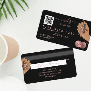 Visita Código QR Nails Technician Tarjeta de Crédito Rosa