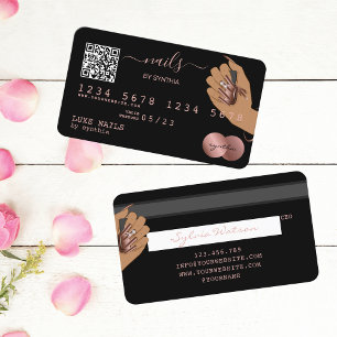 Visita Código QR Nails Technician Tarjeta de Crédito Rosa