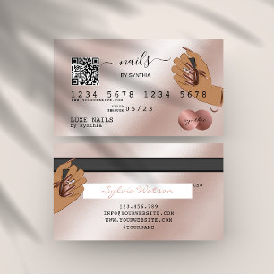 Visita Código QR Nails Technician Tarjeta de Crédito Rosa