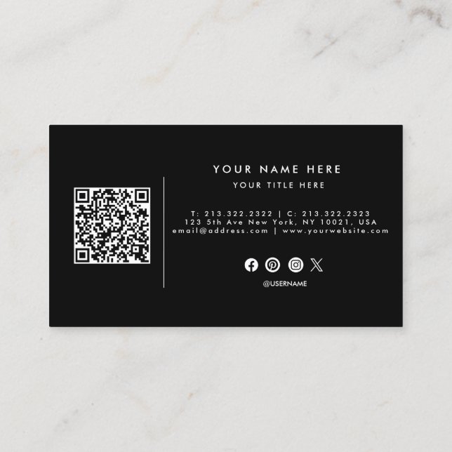 Visita Código QR profesional Tarjeta de presentación en b (Reverso)