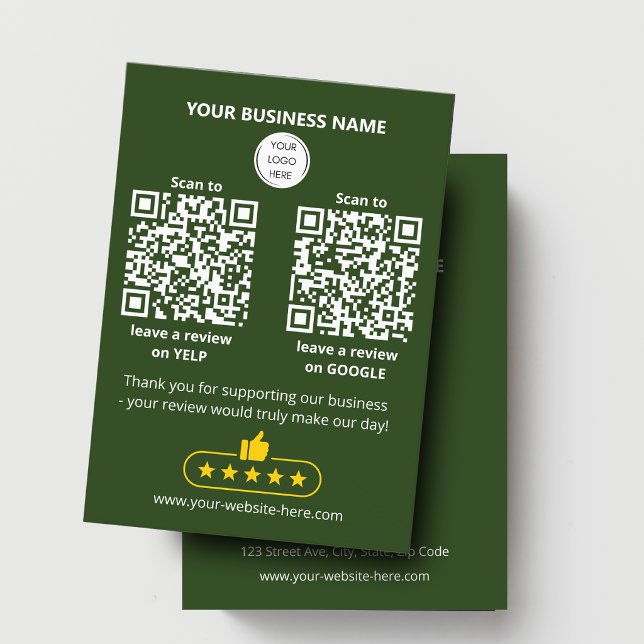 Visita Código QR Revisión de Negocio Verde Tarjeta GOOGLE (Subido por el creador)