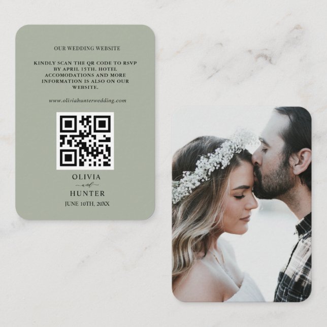 Visita Código QR RSVP Boda Tarjeta de cierre de sitio web (Anverso / Reverso)