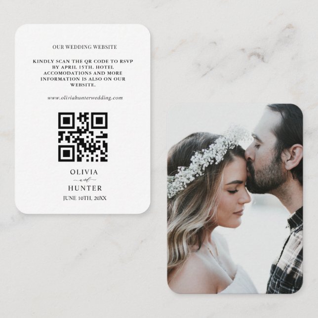 Visita Código QR RSVP Boda Tarjeta de cierre de sitio web (Anverso / Reverso)