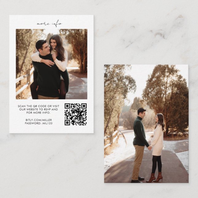 Visita Código QR RSVP Boda Tarjeta de cierre de sitio web (Anverso / Reverso)