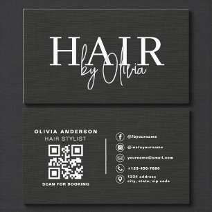 Visita Código QR Tarjeta de Estilista de Pelo Tipografía