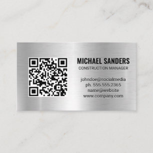 Visita Código QR   Tarjeta de presentación de fondo metál