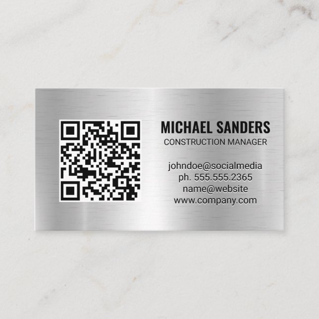 Visita Código QR | Tarjeta de presentación de fondo metál (Anverso)