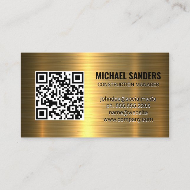 Visita Código QR | Tarjeta de presentación Gold Metallic  (Anverso)