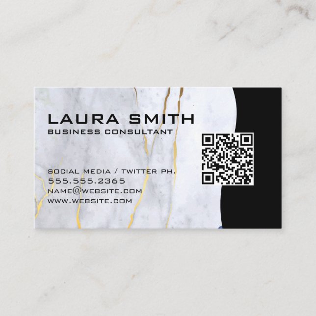 Visita Código QR / Tarjeta de presentación Marble Blue Go (Anverso)