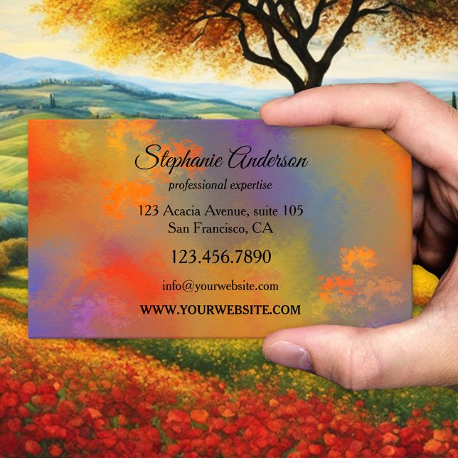 Visita Colorida tarjeta profesional de Bella Artes (A colorful business card featuring an abstract painting.)