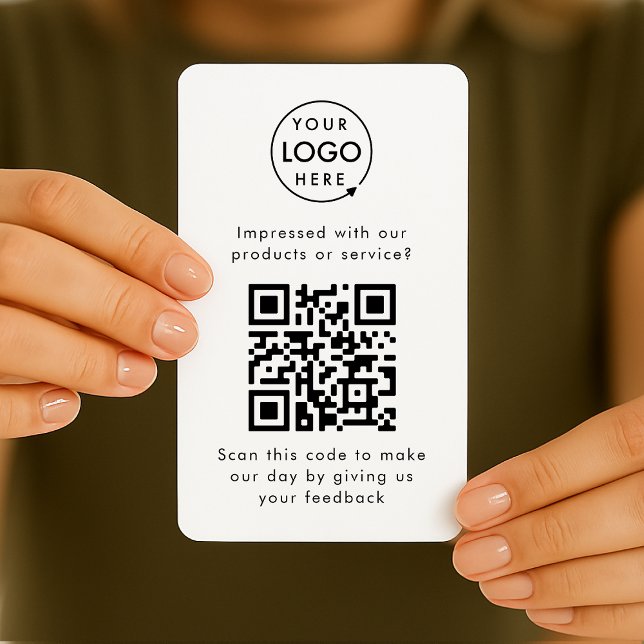 Visita Comentarios del cliente Código QR Tarjeta de revis (Professional feedback card template with interactive QR code for small business customer retention.)