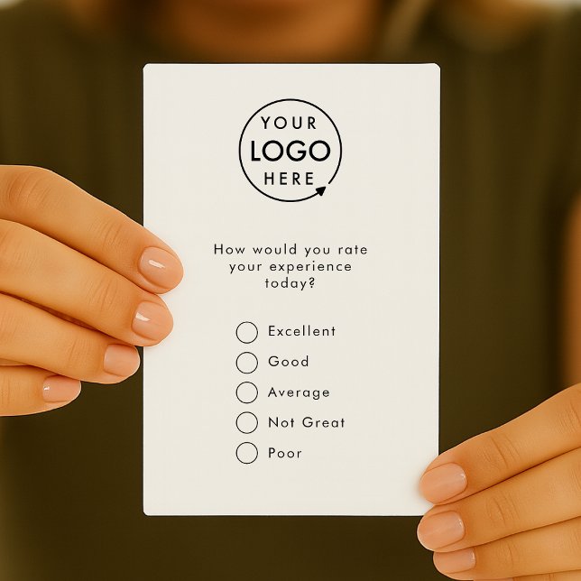 Visita Comentarios | Tarjeta de reconocimiento de logotip (Customer feedback card template for small business customer retention.)