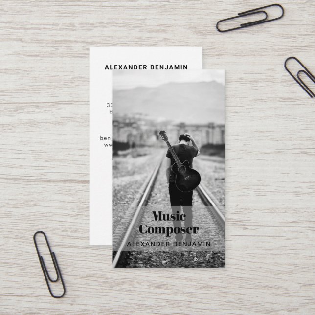 Visita Compositor de música Photo QR Code tarjeta de visi (Anverso/Reverso In Situ)