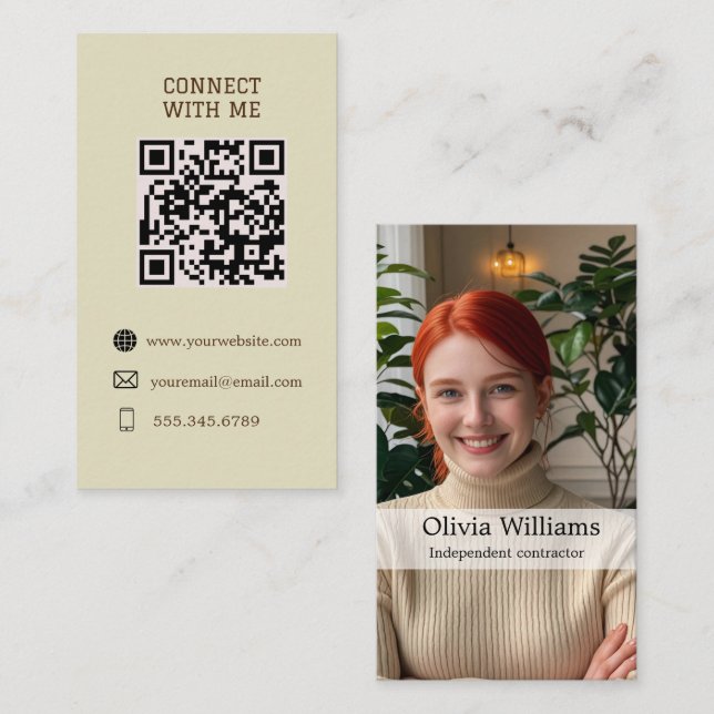 Visita Conectarse conmigo - Tarjeta de código QR Personal (Anverso / Reverso)