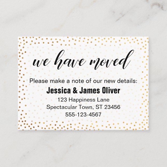 Visita Confetti de oro y guión que hemos movido tarjeta d (Anverso)