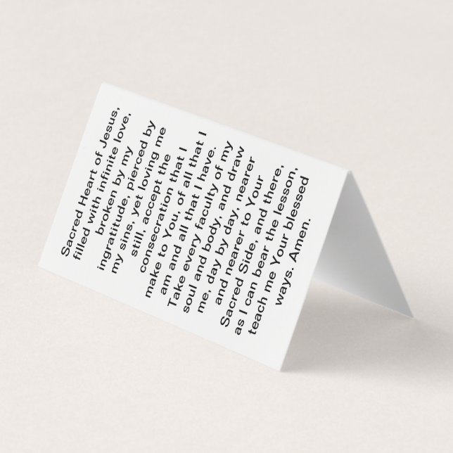 Visita Consección a la tarjeta de oración del Sagrado Cor (Reverso)