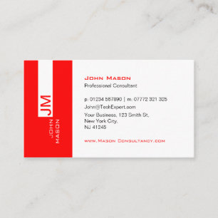 Visita Consultor rojo y blanco moderno - tarjeta de