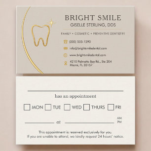 Visita Consultorio Dental Tarjeta de Cita Diente Dorado M