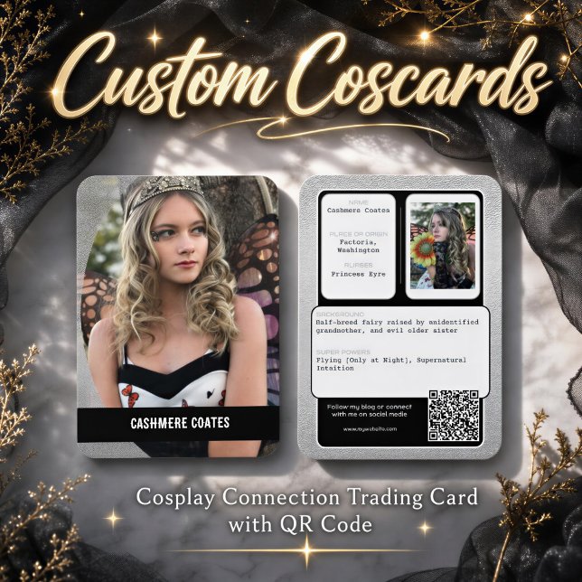 Visita Coscards | Tarjeta de Comercio de Conexión de Códi (Make your cosplay experience complete with custom coscards featuring your character photo & qr code)