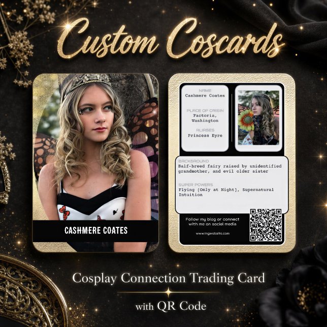 Visita Coscards | Tarjeta de Comercio de Conexión de Códi (This coscard design features your photo, character profile info, custom text and connection qr code)