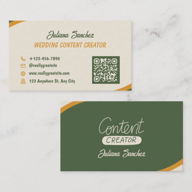 Visita Creador de contenido de boda Tarjeta de presentaci (Anverso / Reverso)