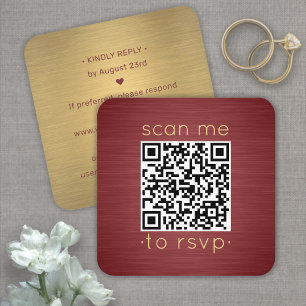 Visita Cuadrada 50 Paquete de Tarjeta de Respuesta QR Burgundy y D