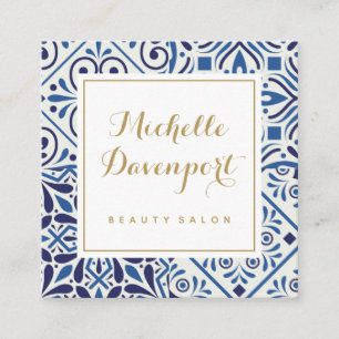 Visita Cuadrada Baldosas azules estiran tarjeta de presentación c