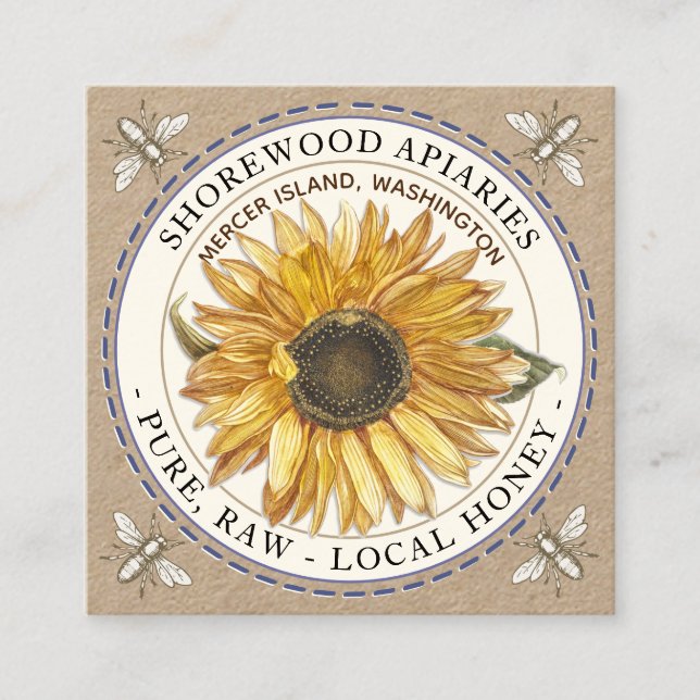 Visita Cuadrada Bebidas y tarjeta de presentación Sunflower Honey  (Anverso)
