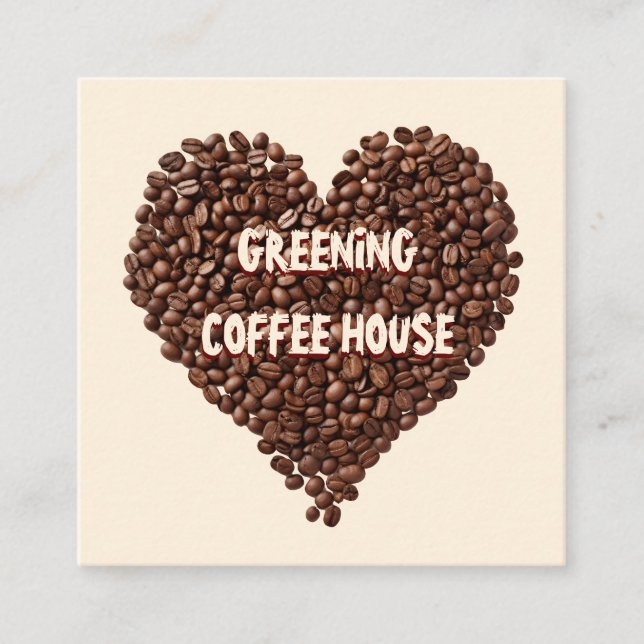 Visita Cuadrada Cafetería de fidelización tarjeta café frijoles (Anverso)